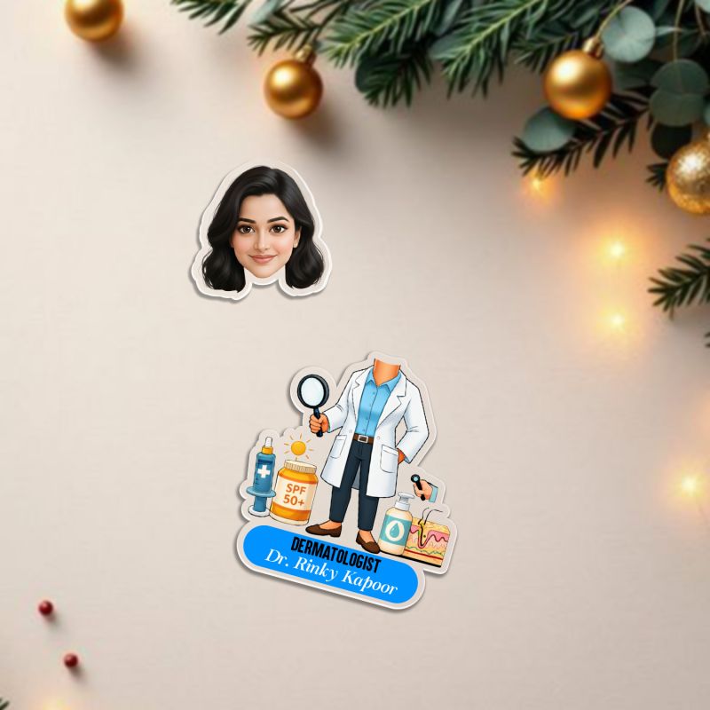 Personalized Dermatologist Female Doctor Caricature Tabletop Gift for Doctors, Skincare Professionals & Clinics Gift for Birthdays, Graduations or National Doctors' Day Battery Powered